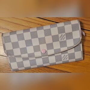Louis Vuttion Damier Azur Emilie Pink Ballerina Long Wallet
